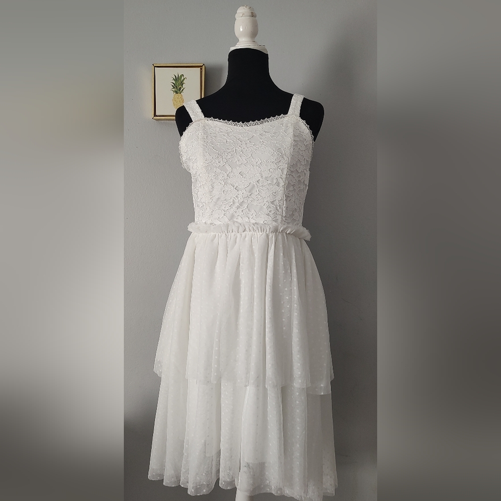 Speechless White Lace & Layered Tulle Party Dress